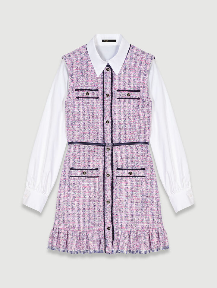 Abito corto 2 in 1 in tweed