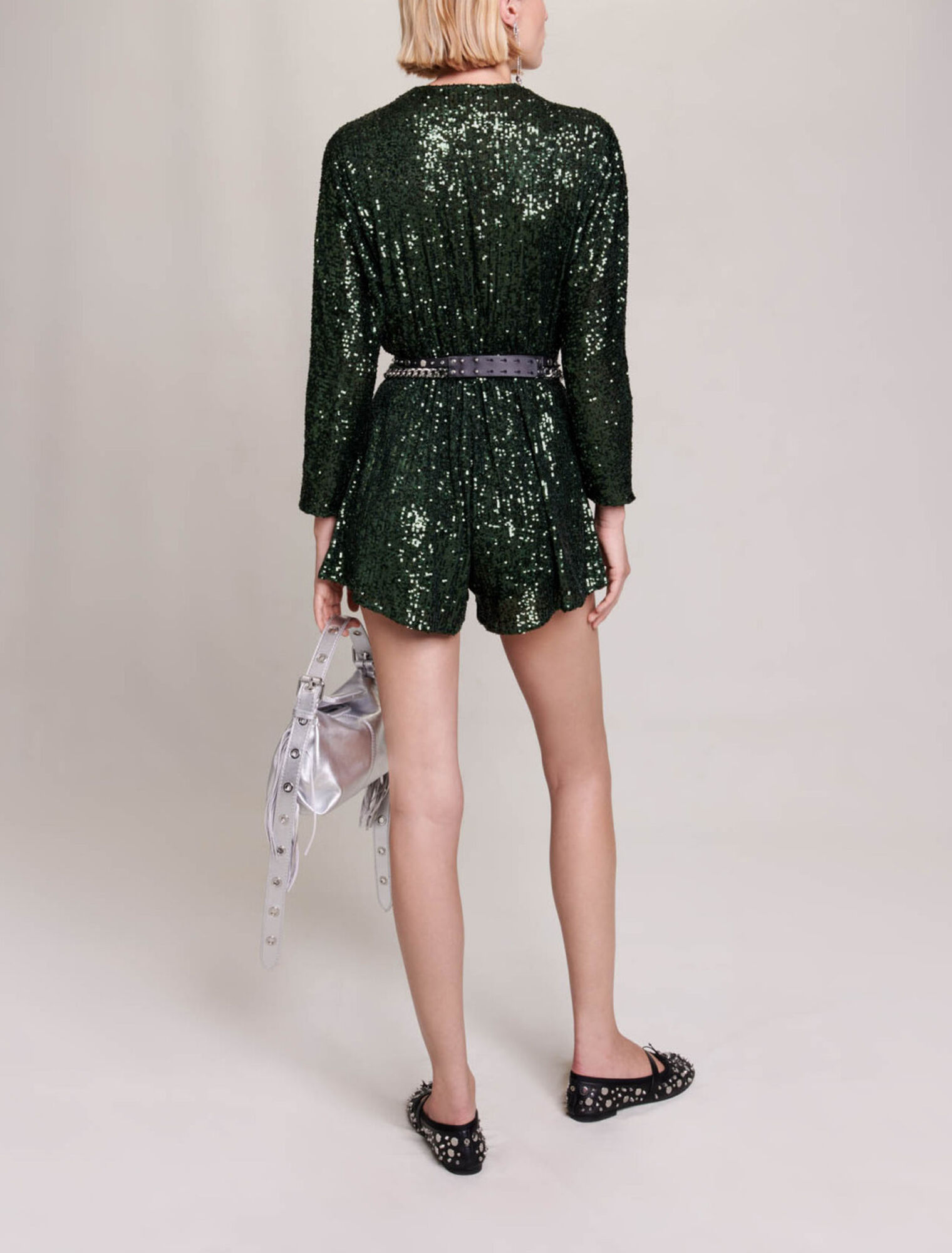 Tuta corta con paillettes