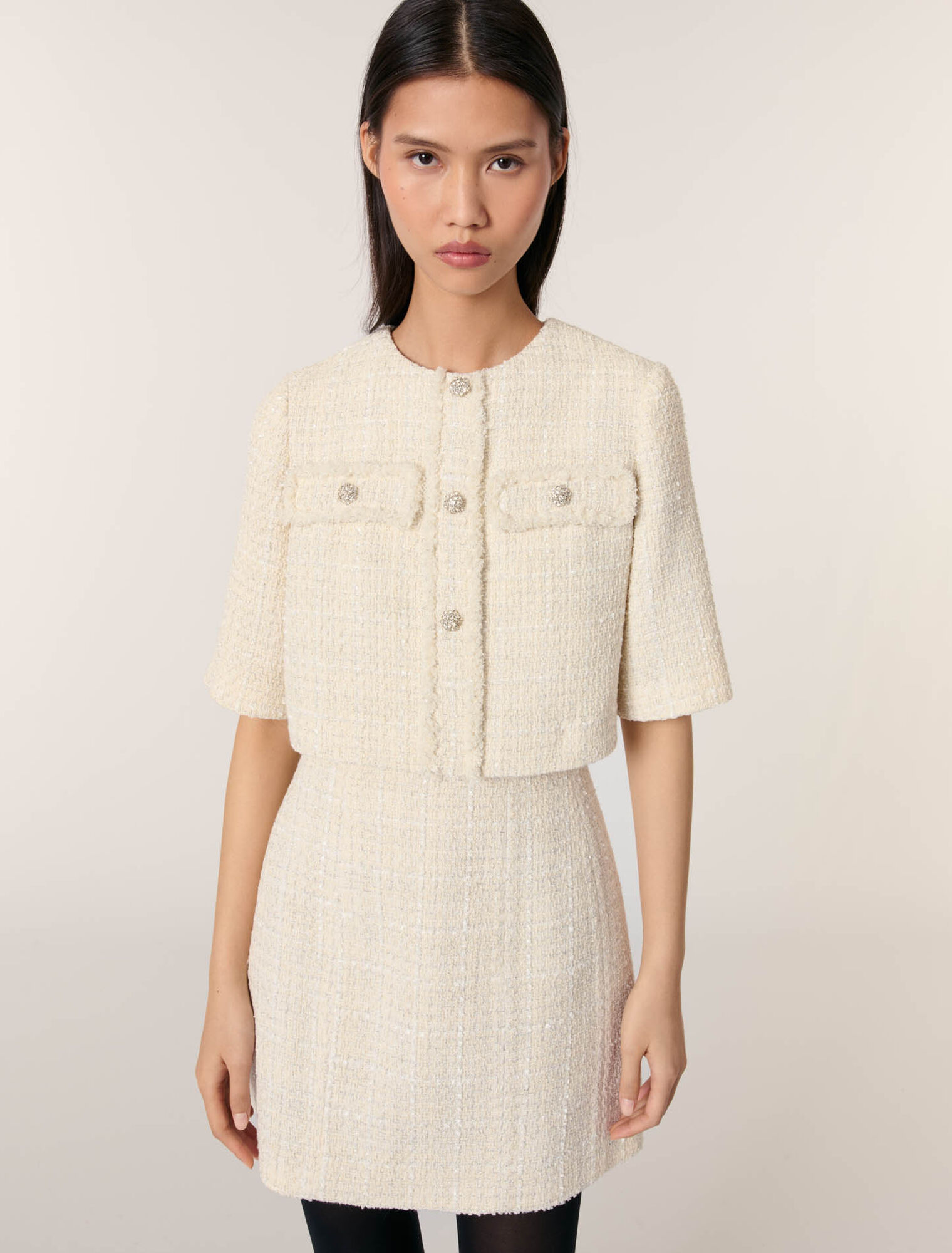 Abito corto 2 in 1 in tweed