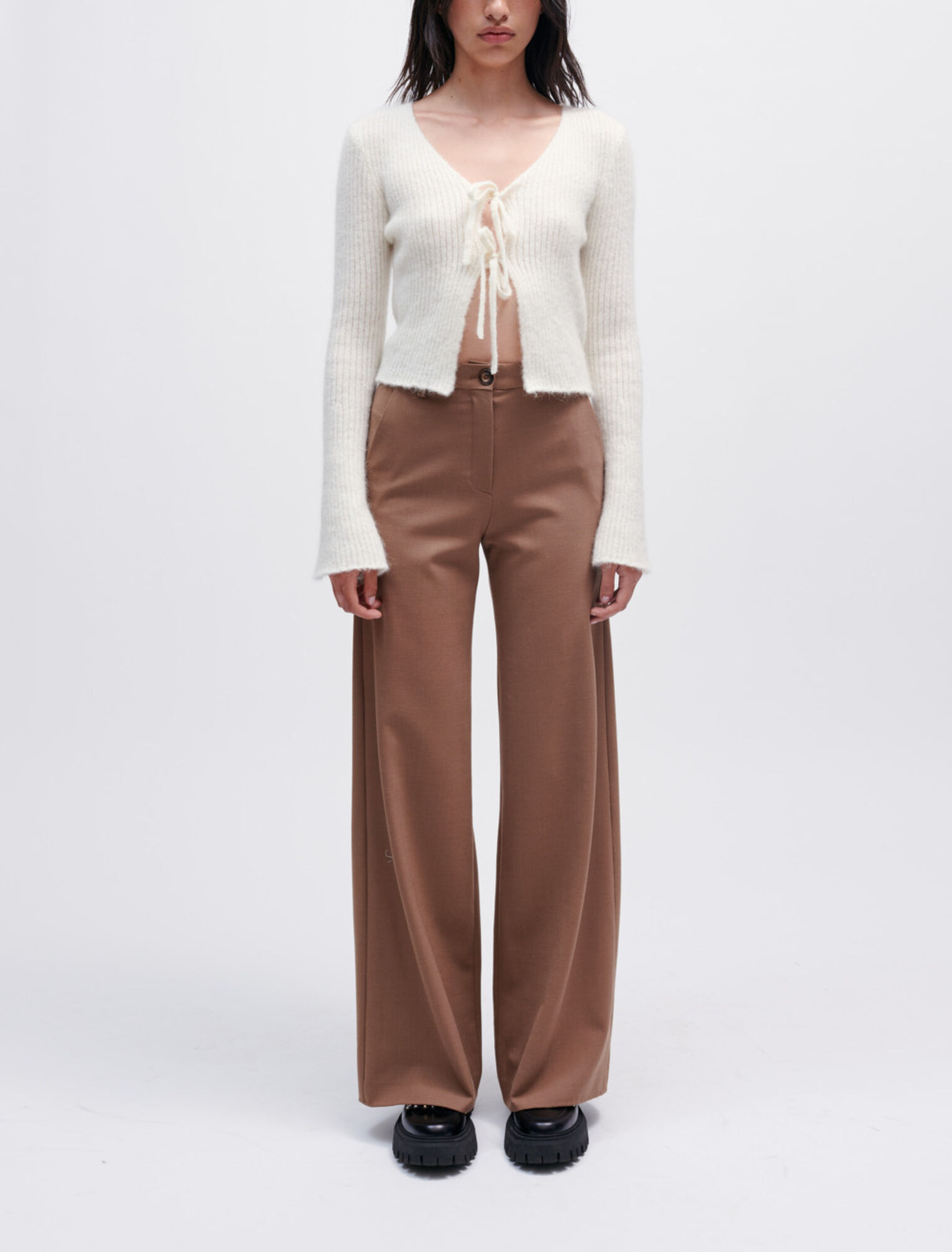 Cardigan in maglia elastica con lacci