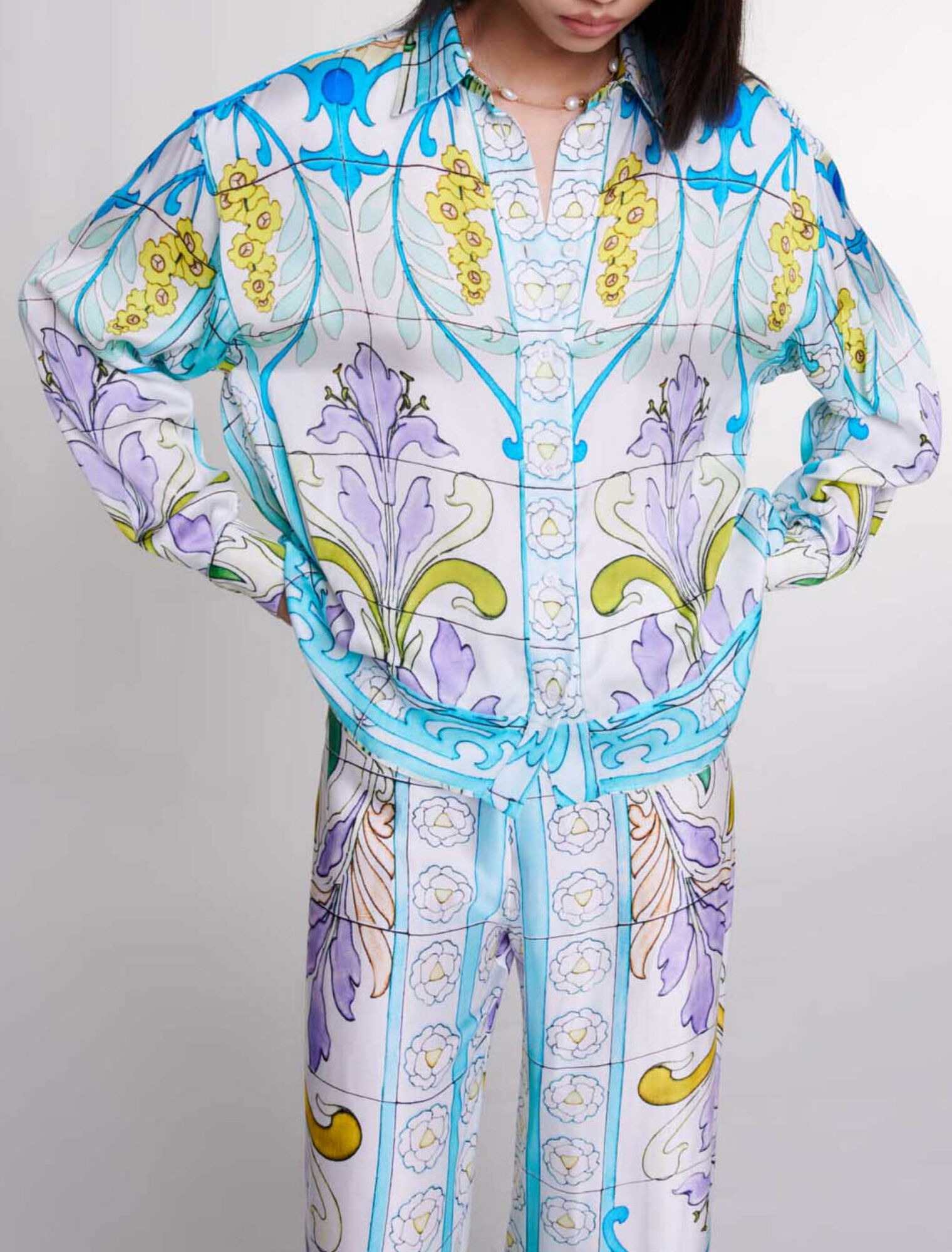 Camicia in raso stampato