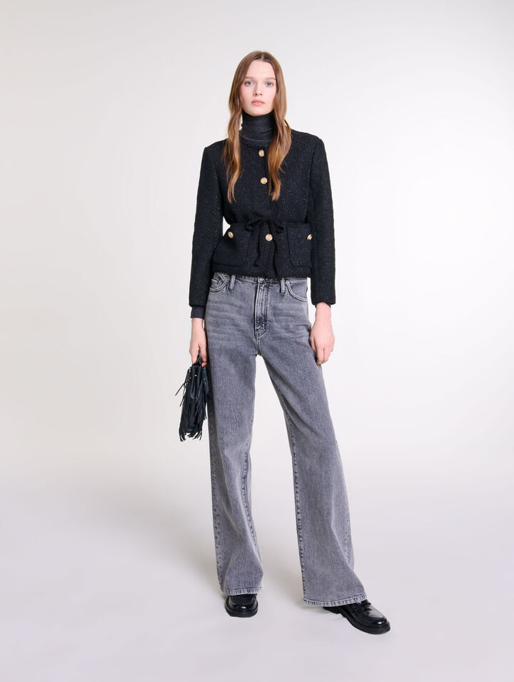 Giacca dritta in tweed brillante