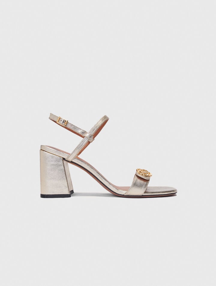 Sandali in pelle metallizzata