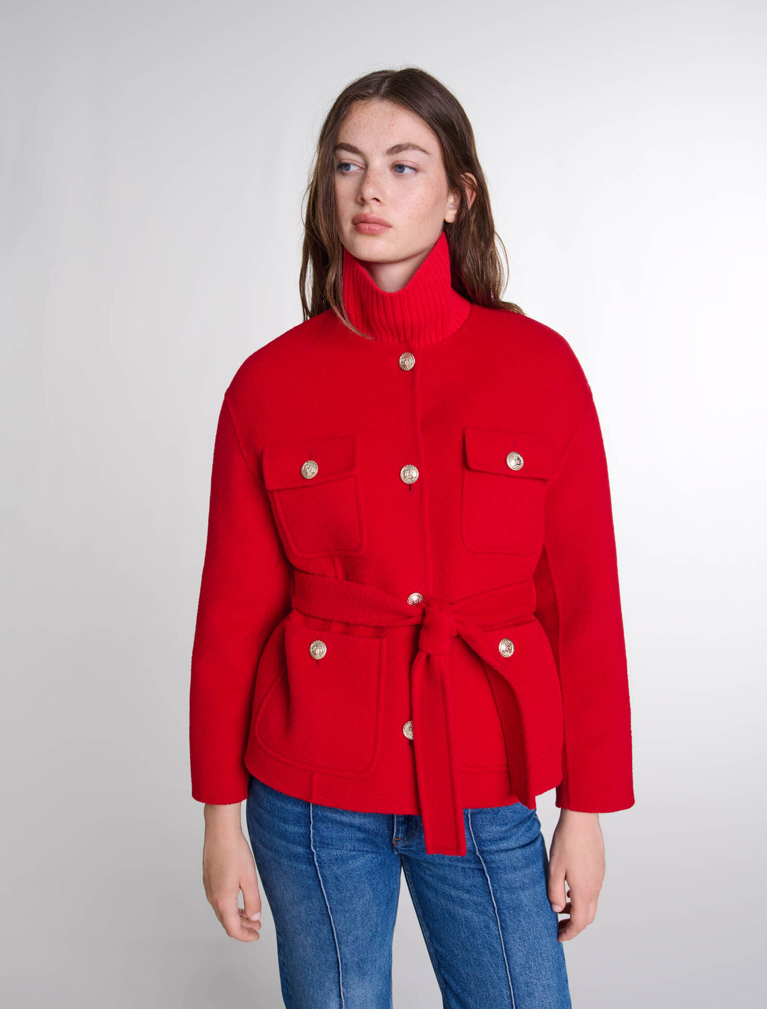 Giacca double face con cintura