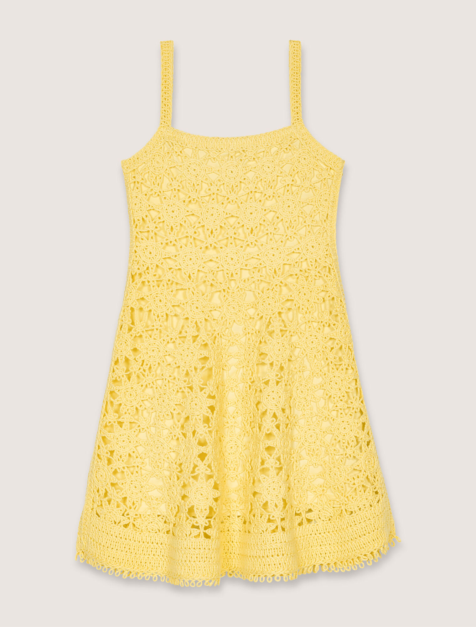 Abito corto con spalline in crochet