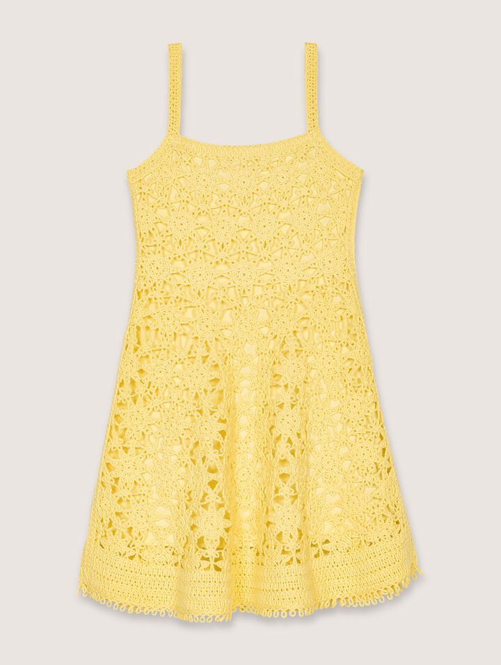 Abito corto con spalline in crochet