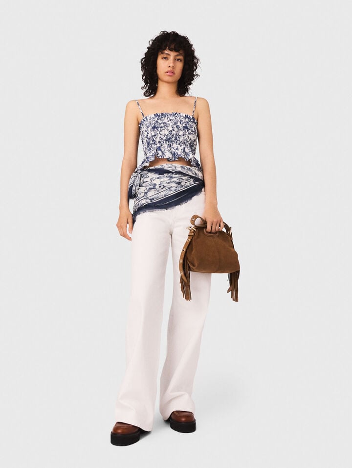 Top a punto smock stampato