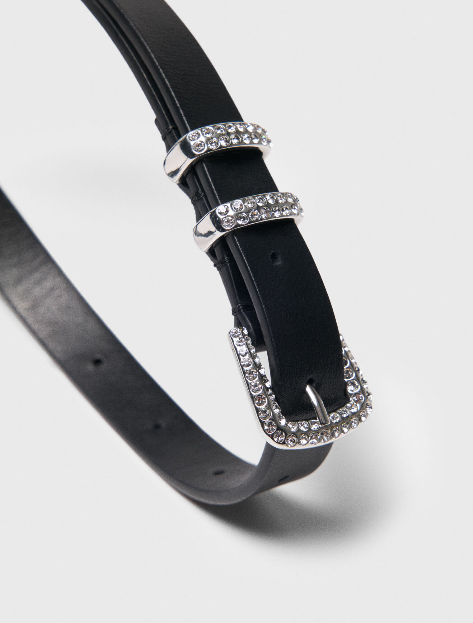 Cintura sottile con fibbia in strass