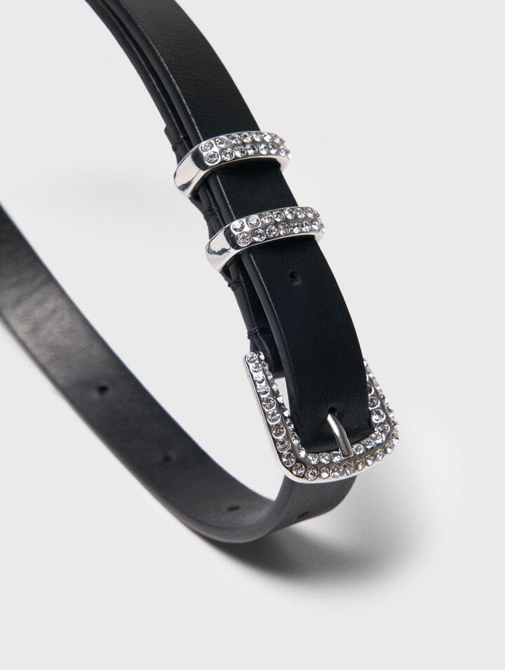 Cintura sottile con fibbia in strass
