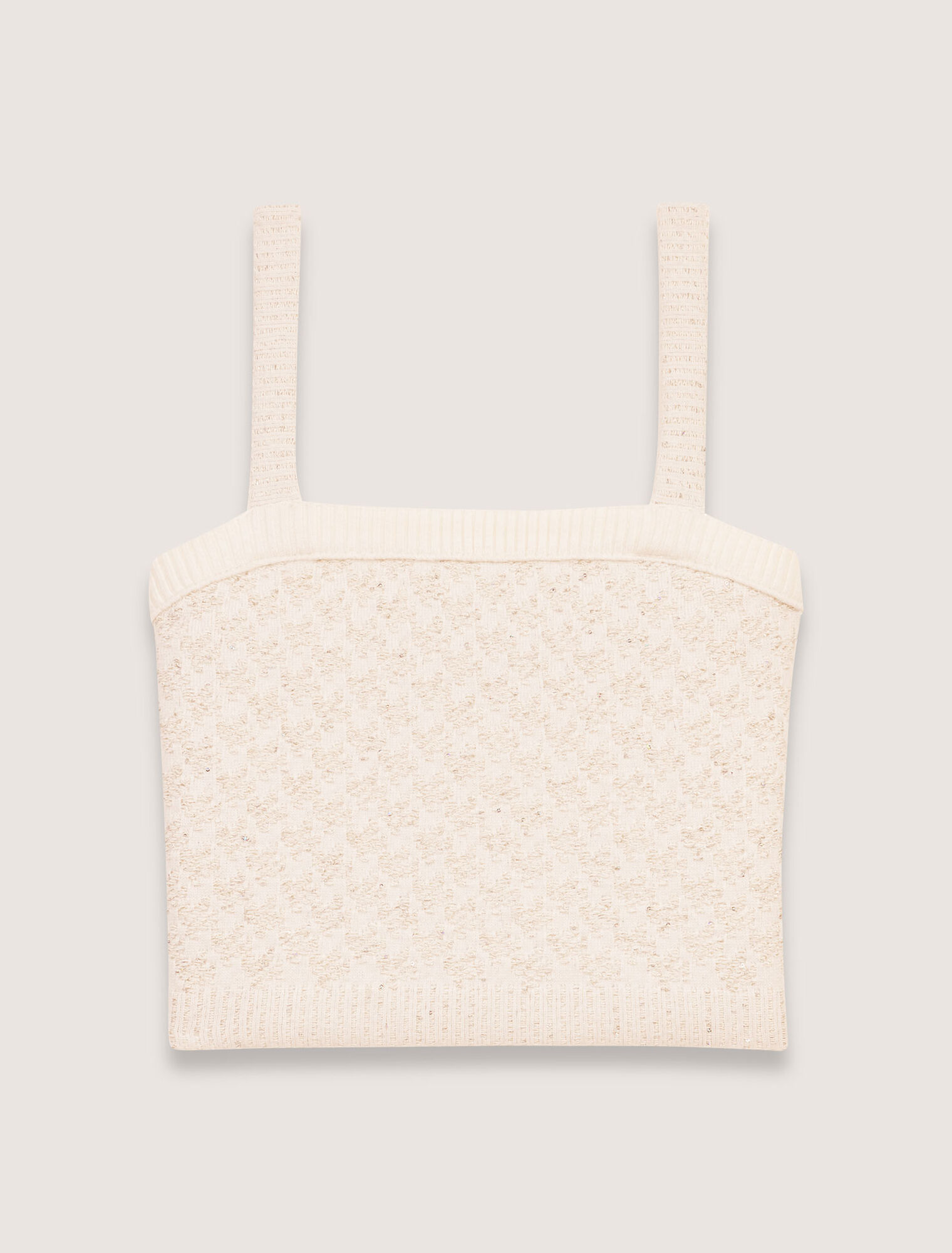 Top corto in maglia effetto tweed