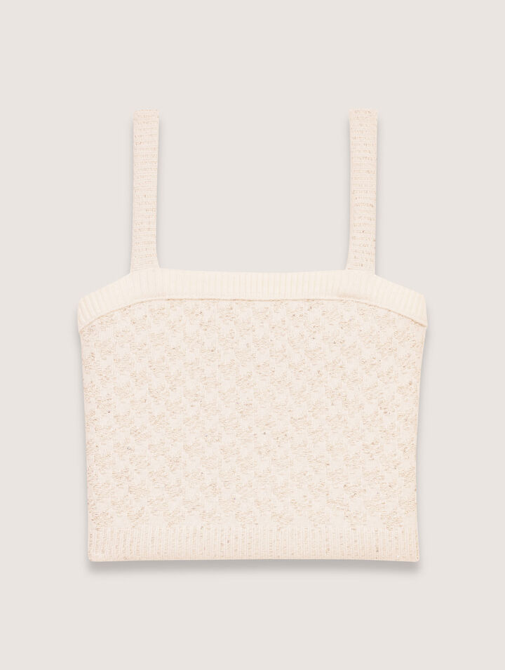 Top corto in maglia effetto tweed