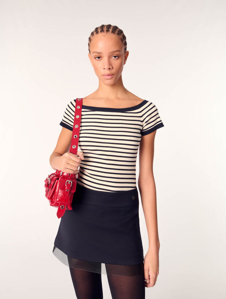 Gonna in misto lana e tulle