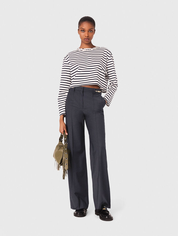 Pantaloni tailleur dettagli catena