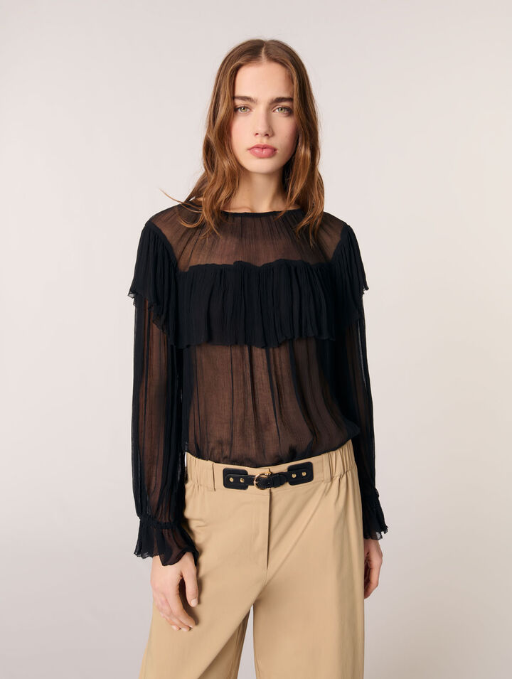 Top in mussola con volant