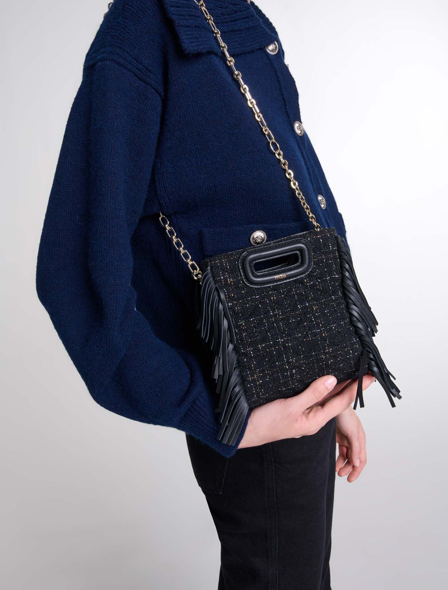 Borsa mini M in tweed trapuntato