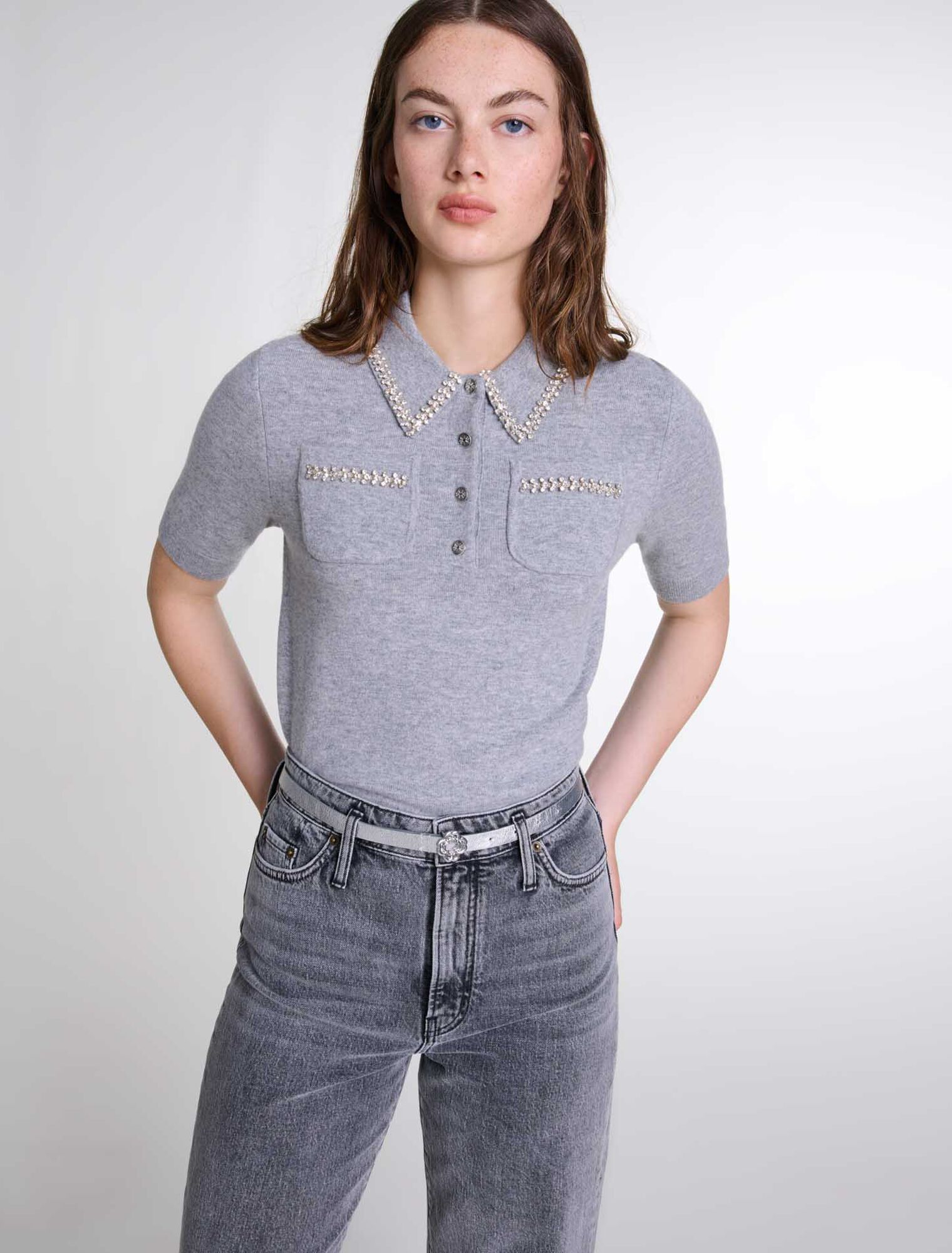 Pullover in maglia a strass
