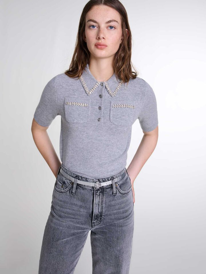 Pullover in maglia a strass