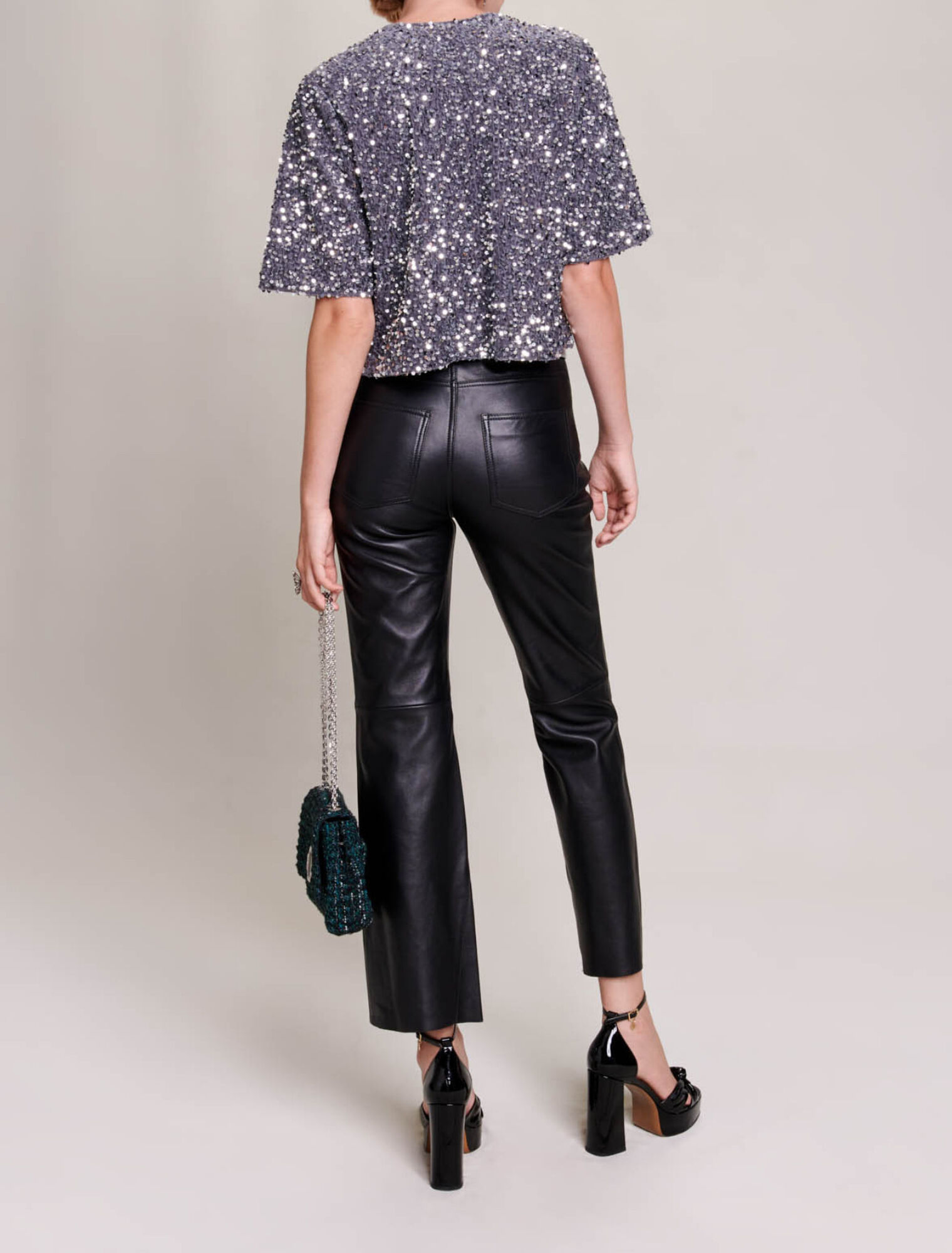 Top in velluto con paillettes