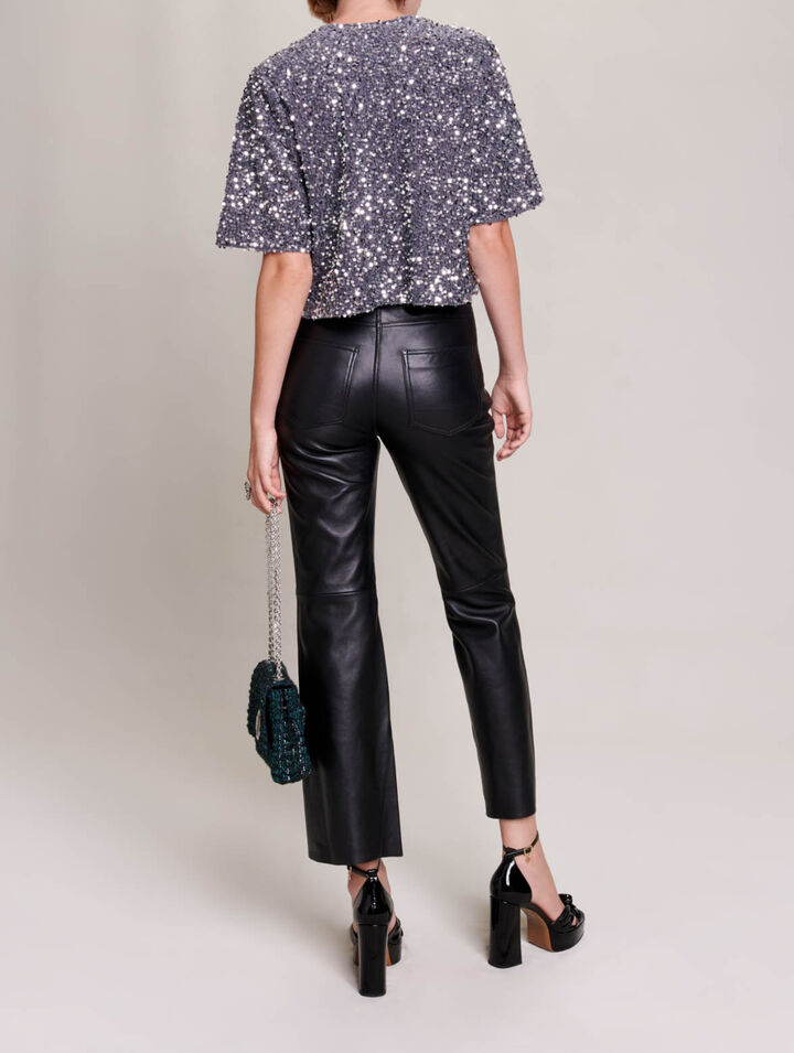Top in velluto con paillettes
