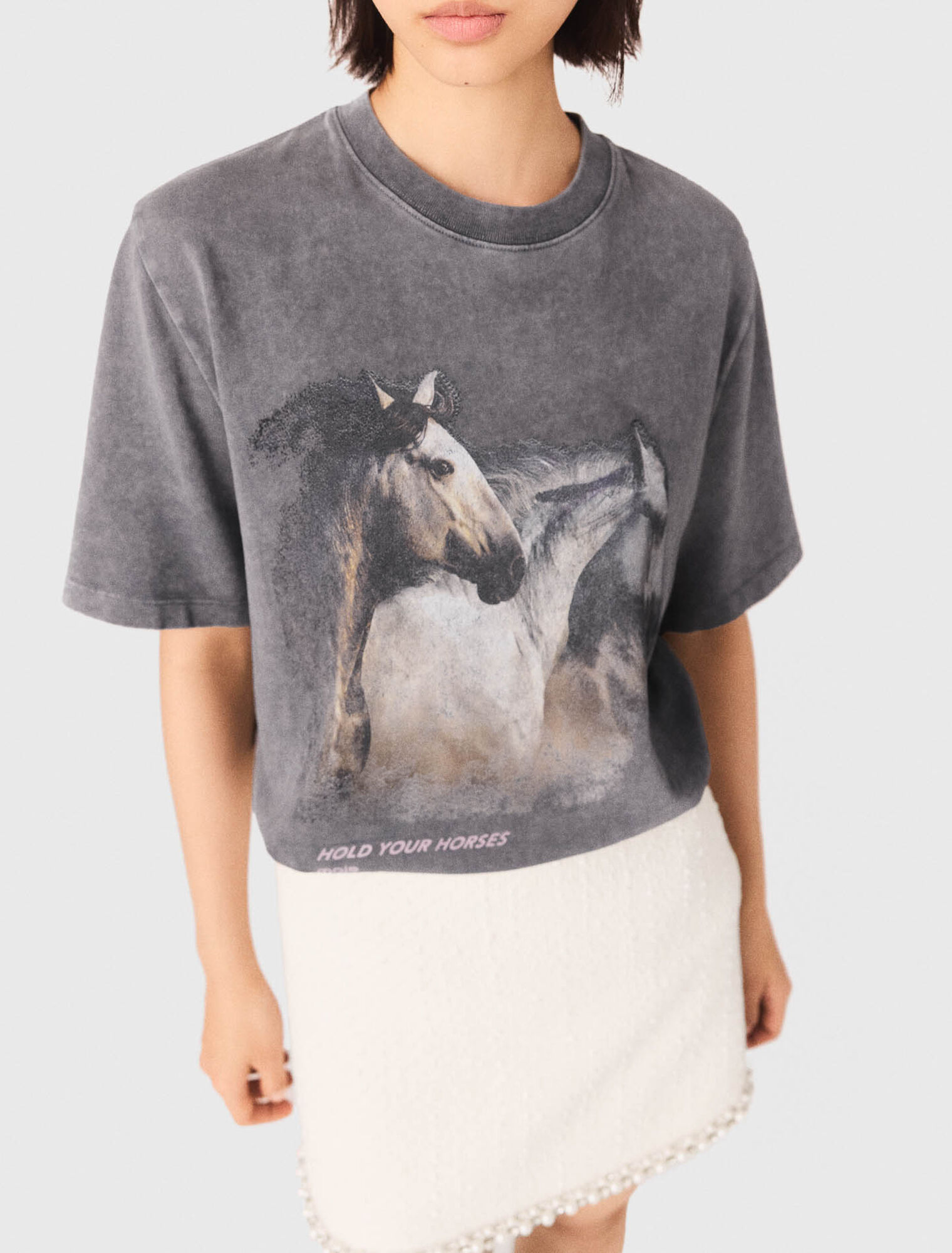 T-shirt con stampa cavallo