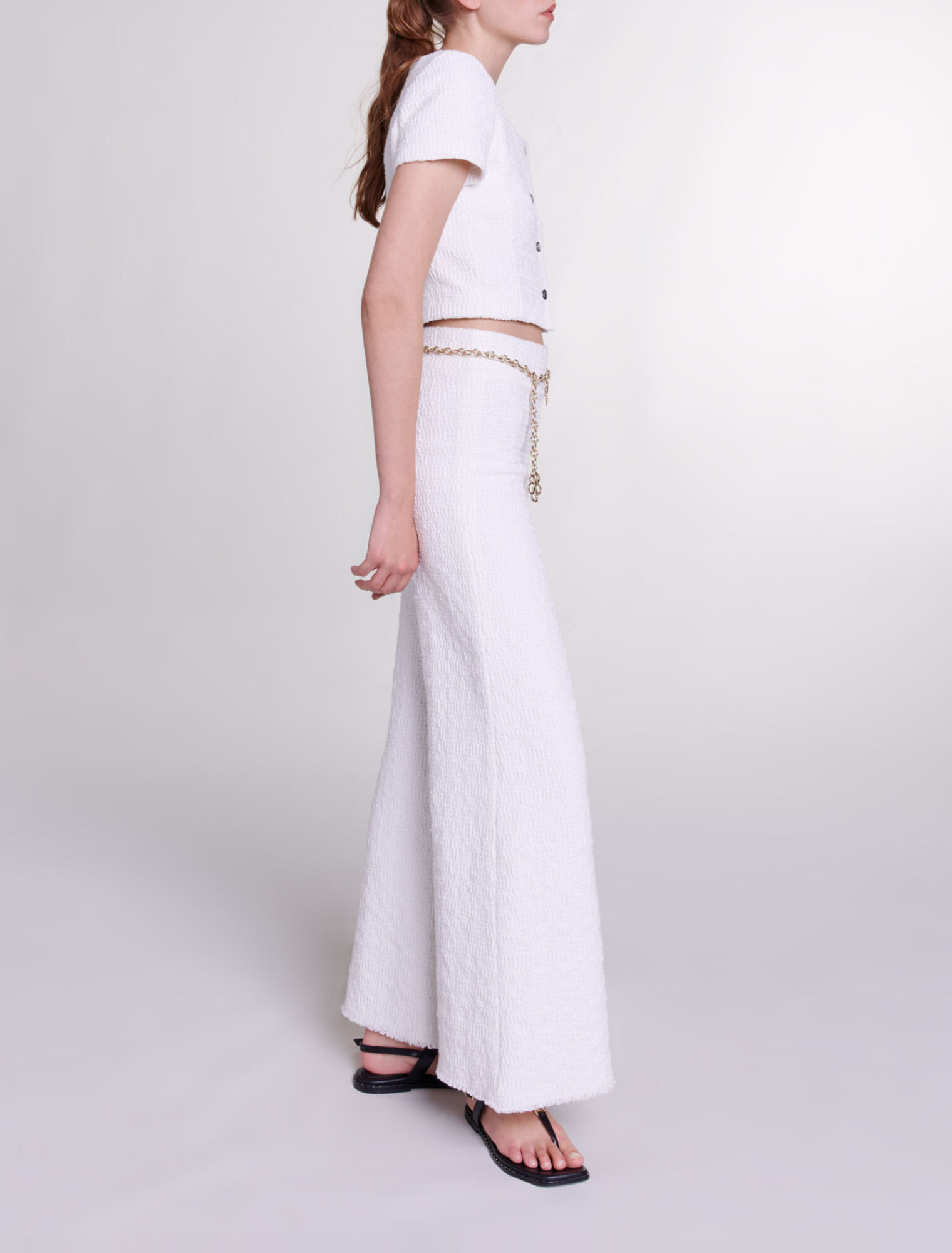Pantaloni larghi in tweed