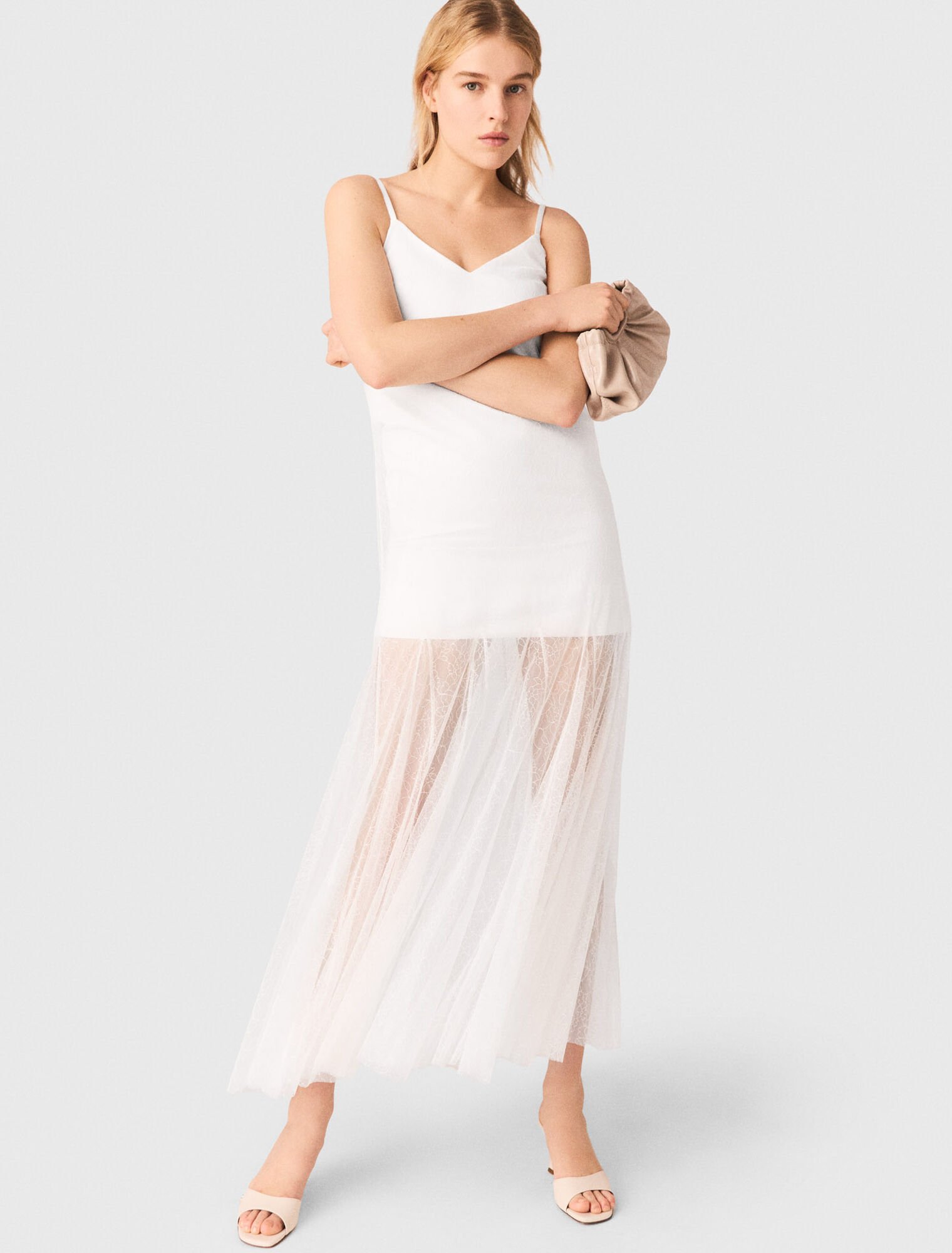 Abito in taffet&agrave; e pizzo