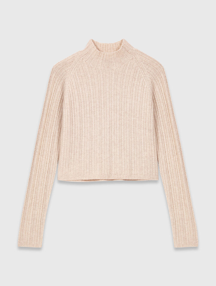 Maglione corto in maglia a trecce