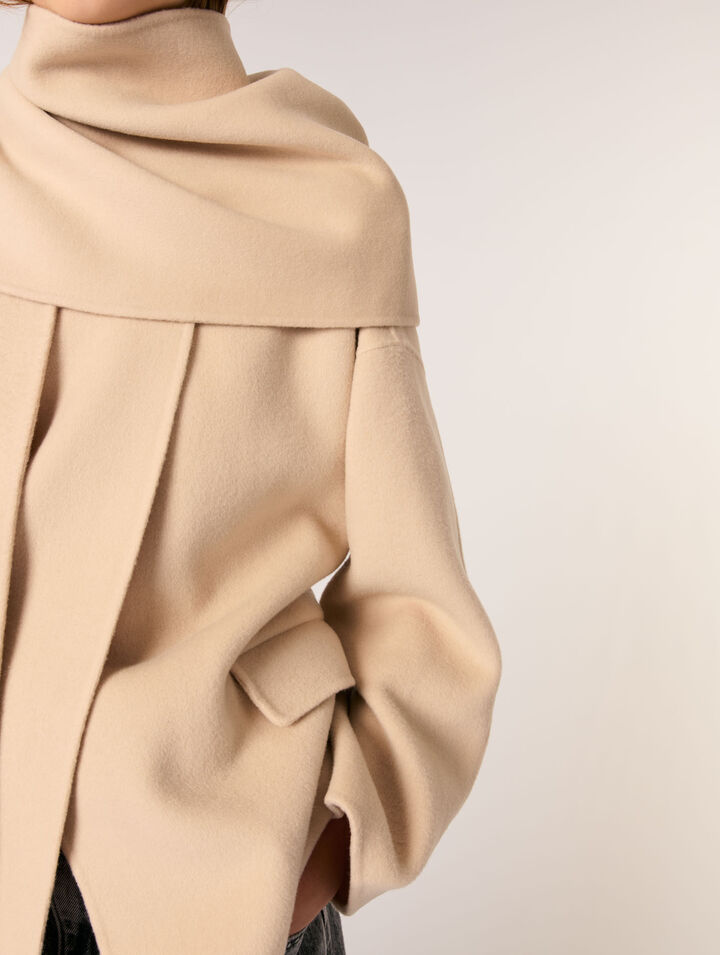 Cappotto double face con sciarpa