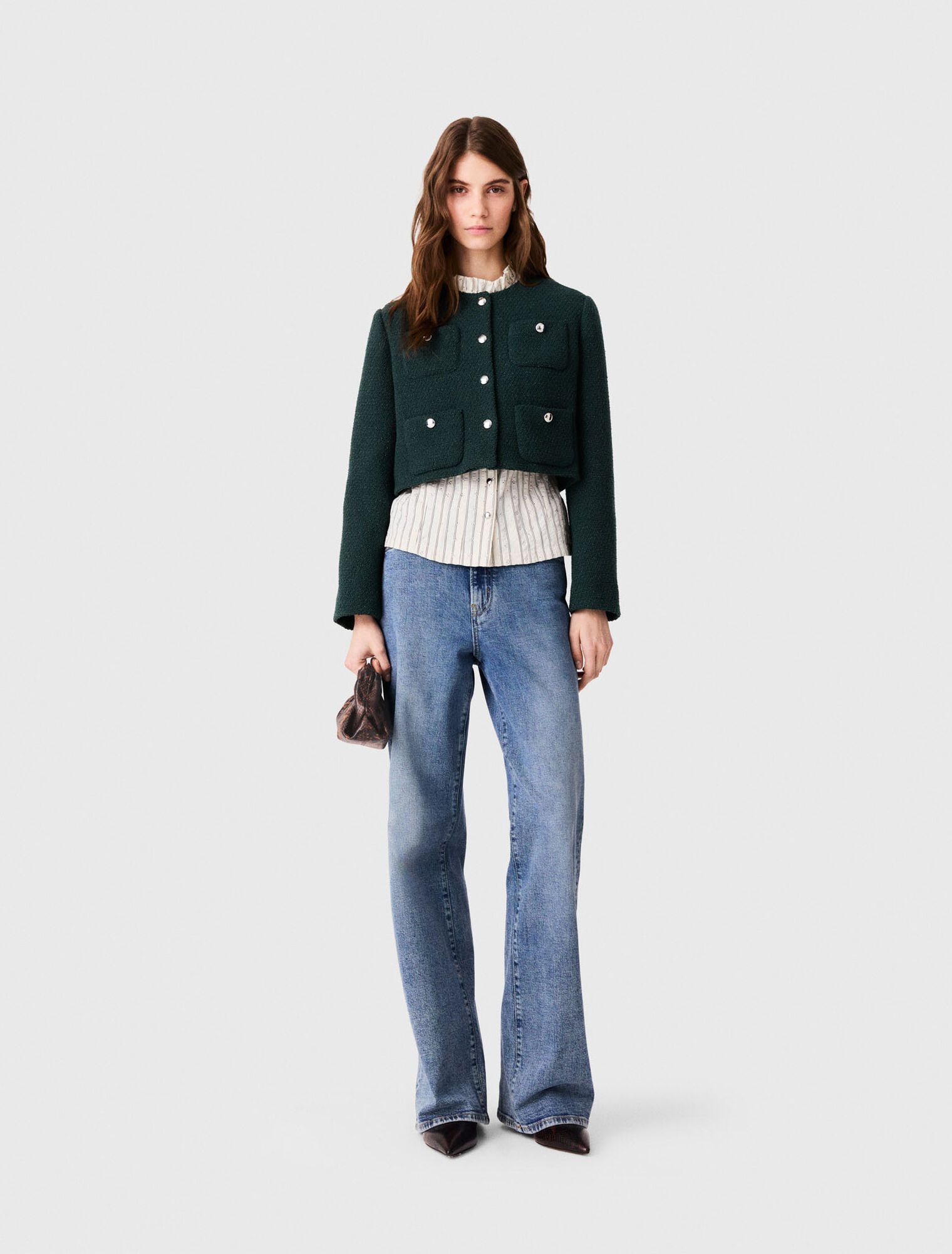 Giacca in tweed con frange