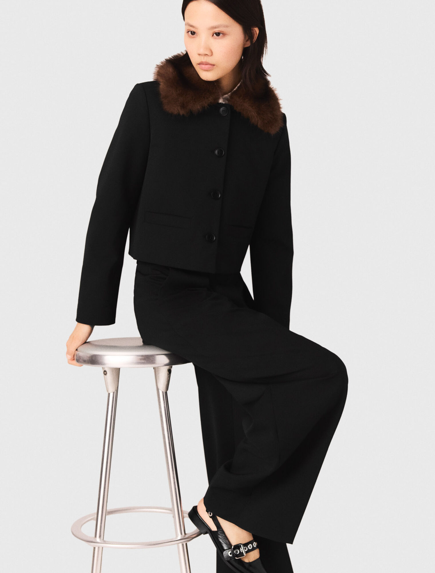 Giacca corta collo rimovibile