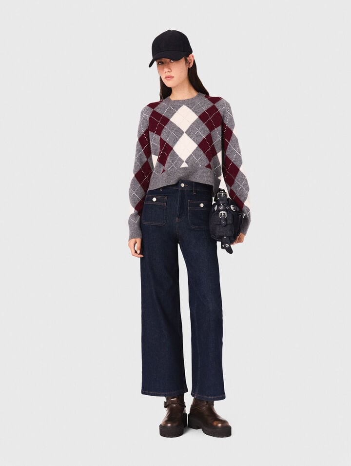 Maglione corto a fantasia argyle