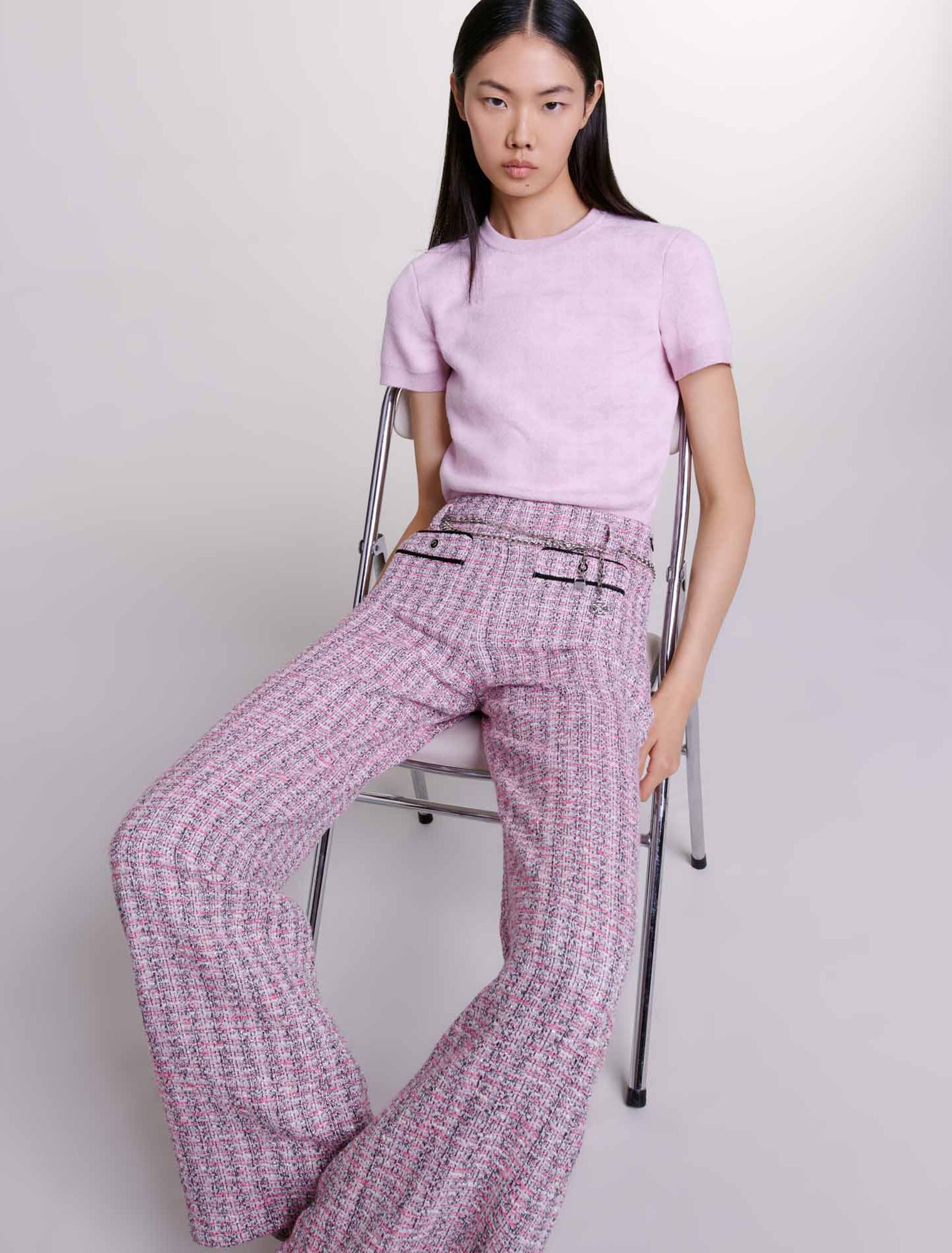 Pantaloni larghi in tweed