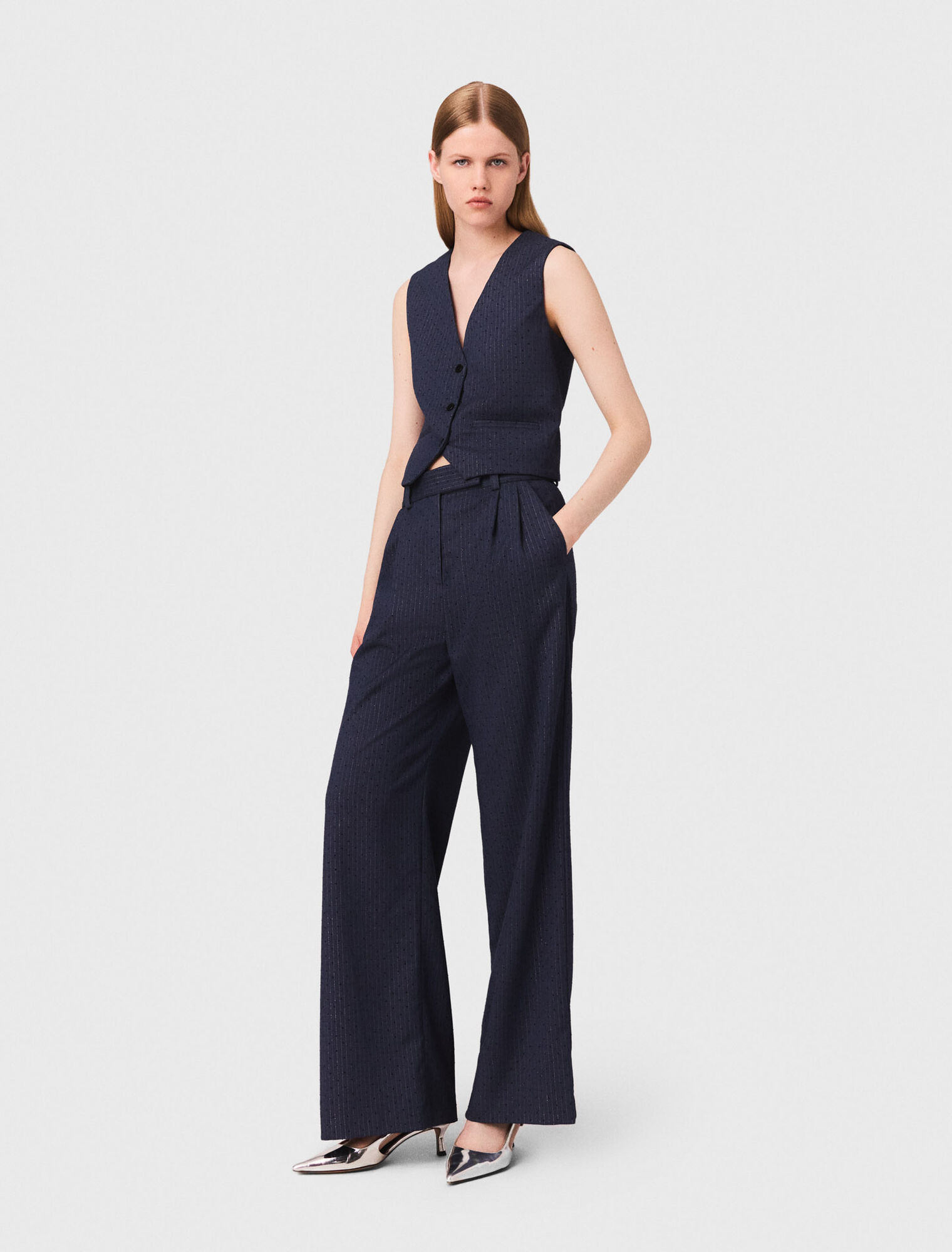 Pantaloni da tailleur con strass