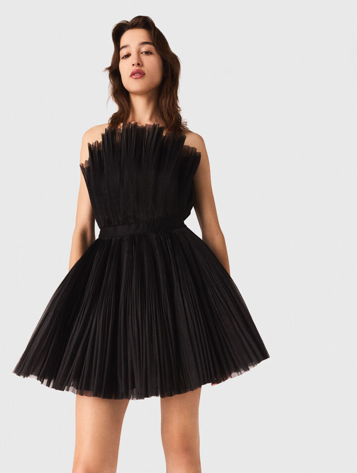 Abito bustier in tulle e organza
