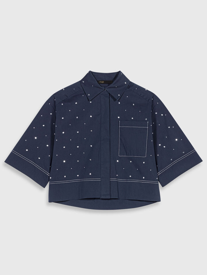 Camicia cropped con borchie