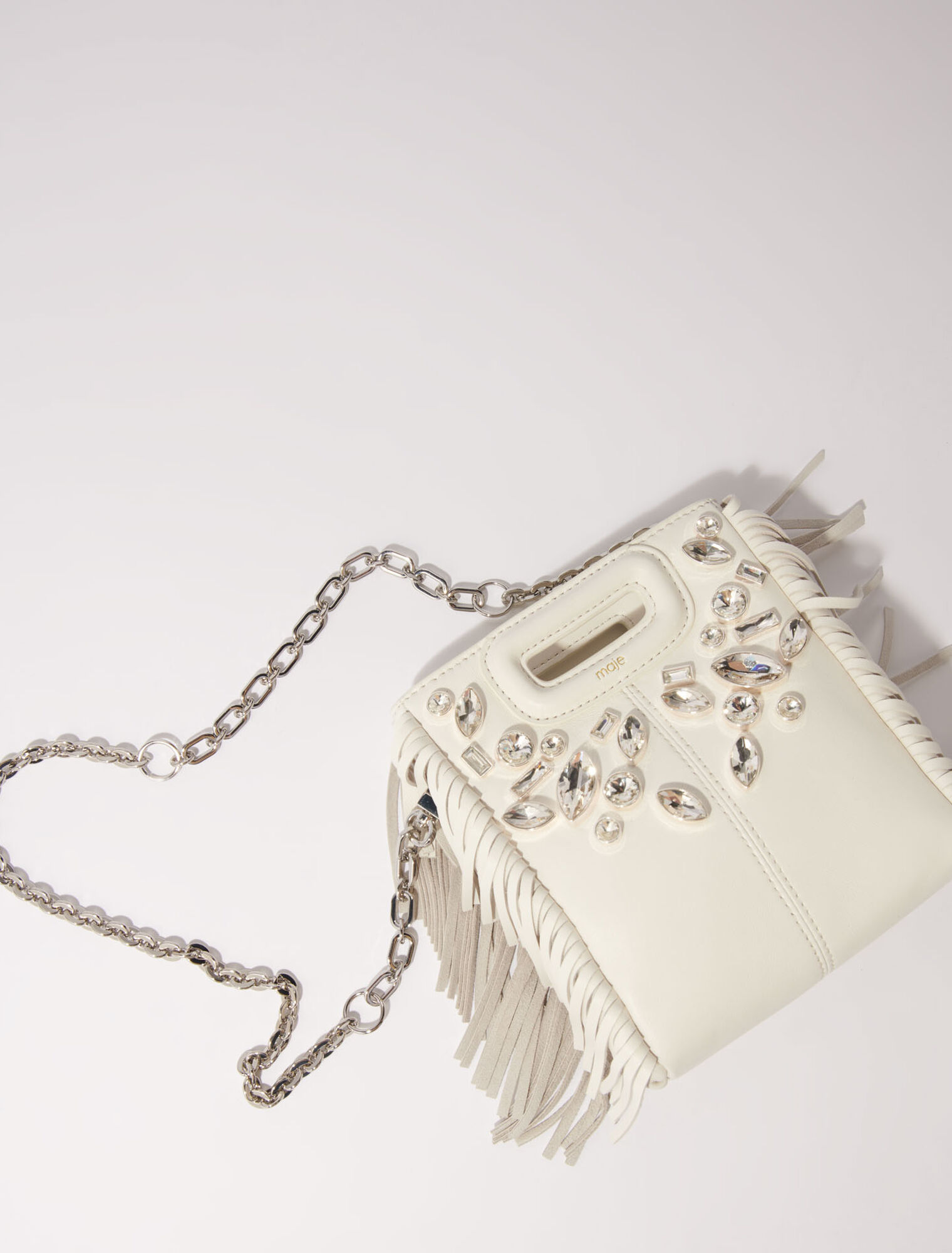 Borsa mini M in pelle con strass