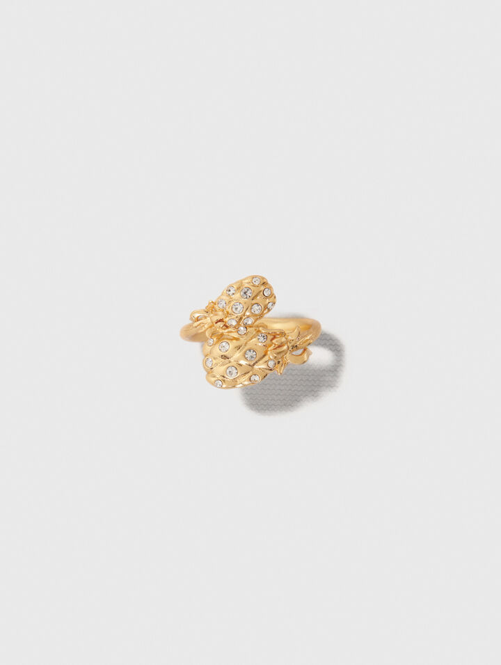 Anello doppio ananas con strass