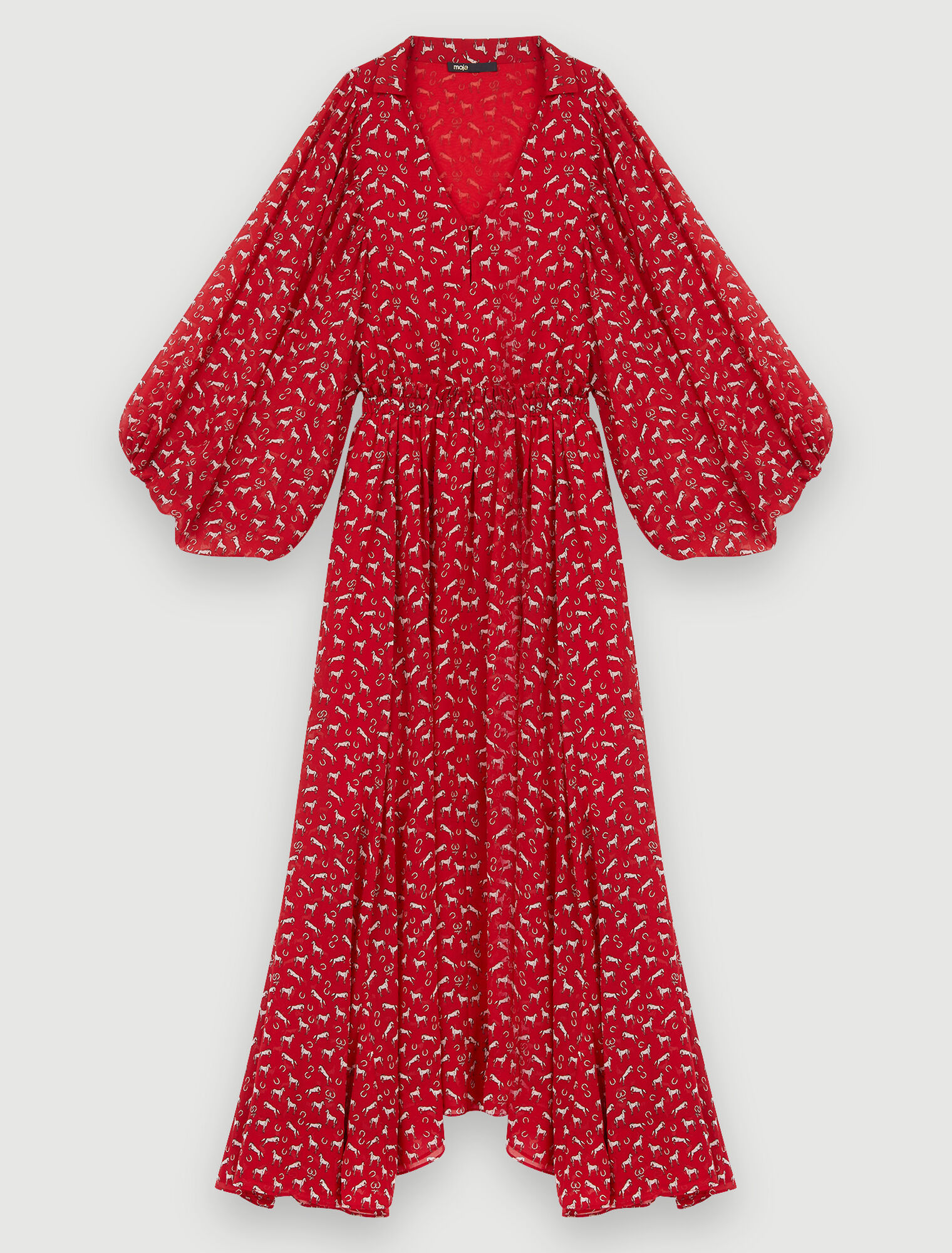 Abito in chiffon con stampa di cavalli