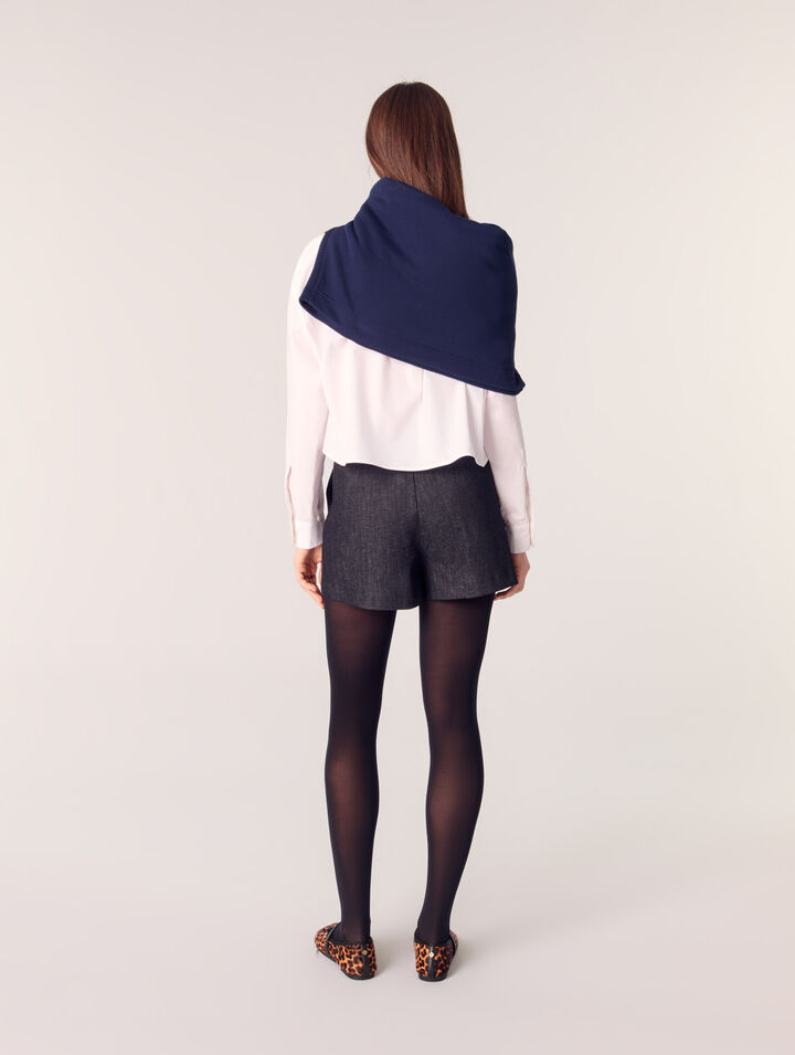 Shorts trompe-l'œil denim a pieghe