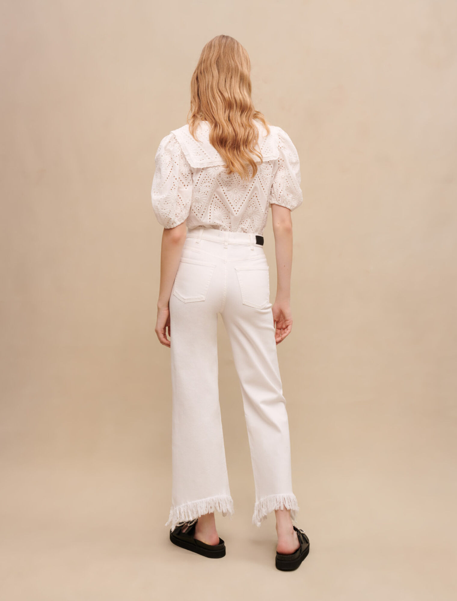 Jeans dritti con frange