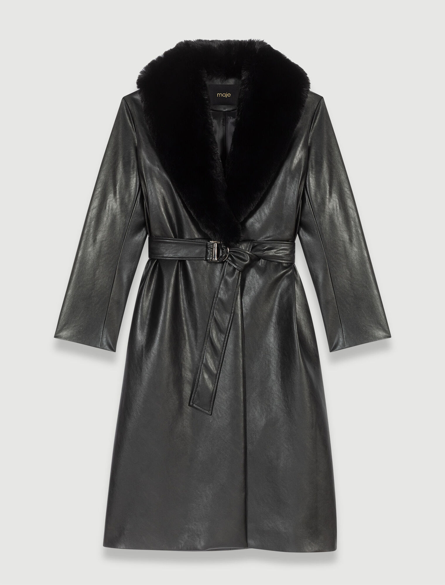 Cappotto lungo effetto pelle