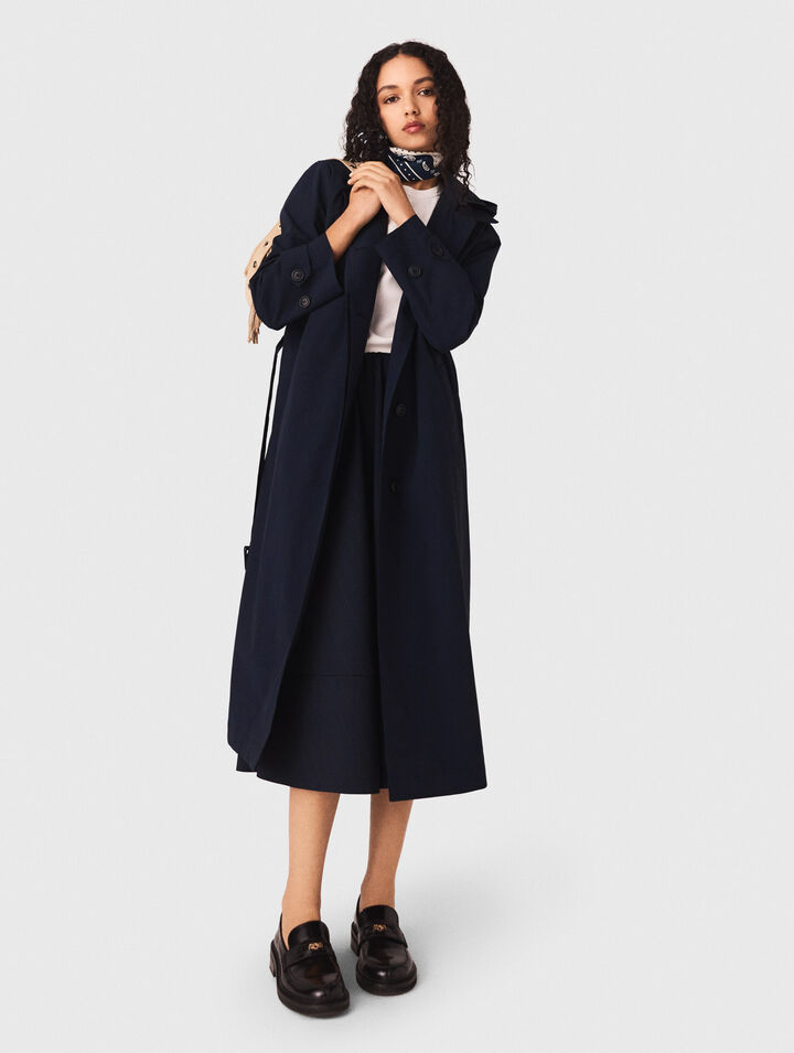 Trench cappuccio strass rimovibile