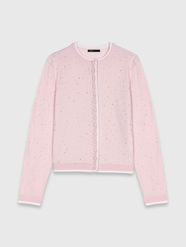 Cardigan 100% lana con strass
