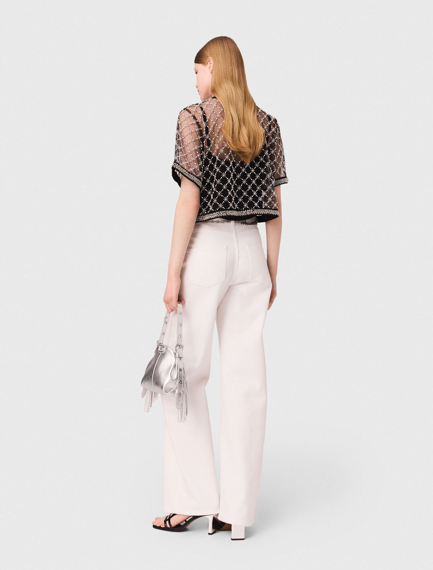 Top in tulle ricamato