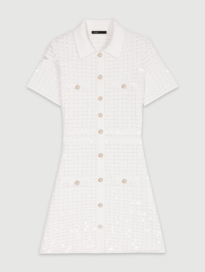 Abito corto in maglia paillettes