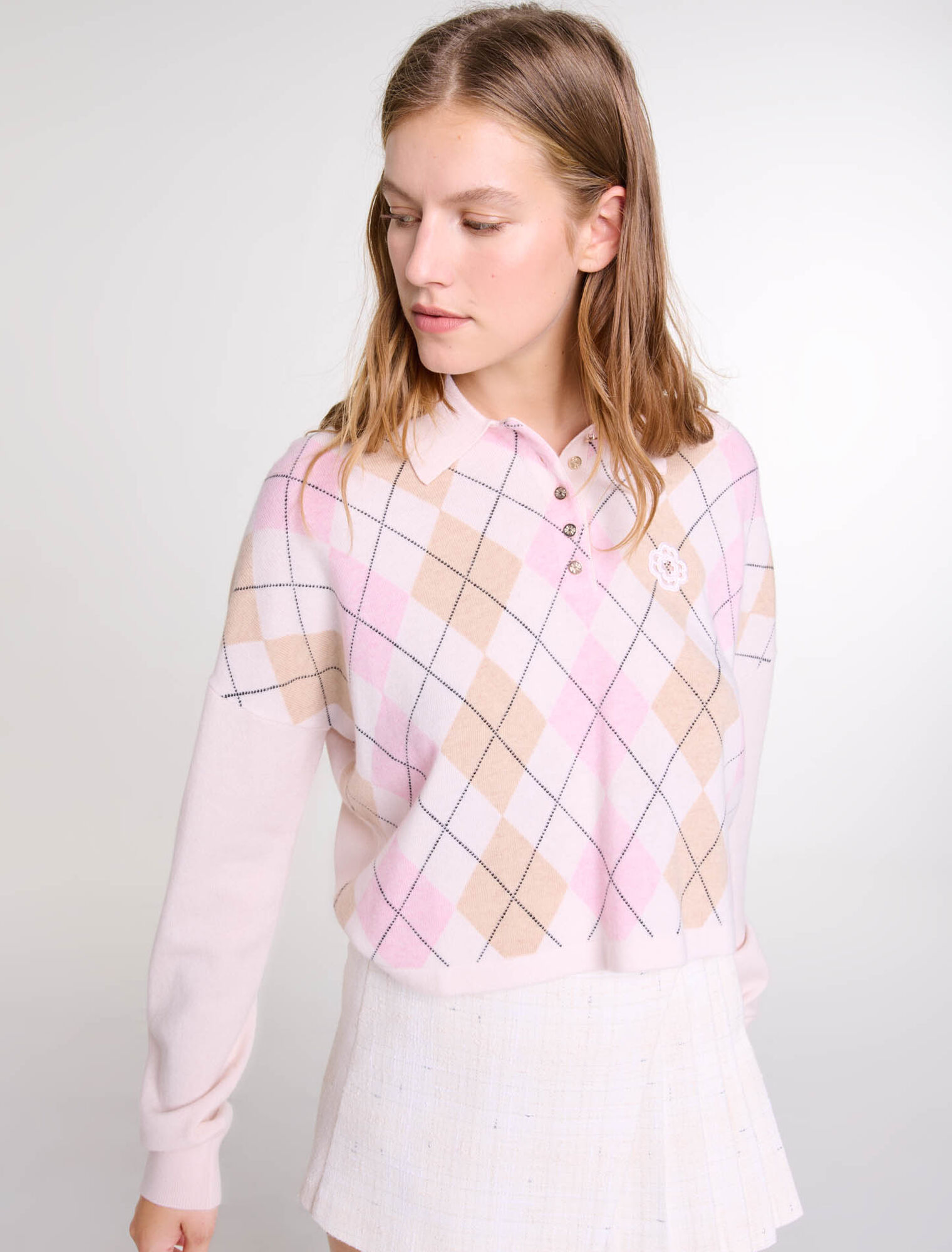 Maglione corto in lana mélange