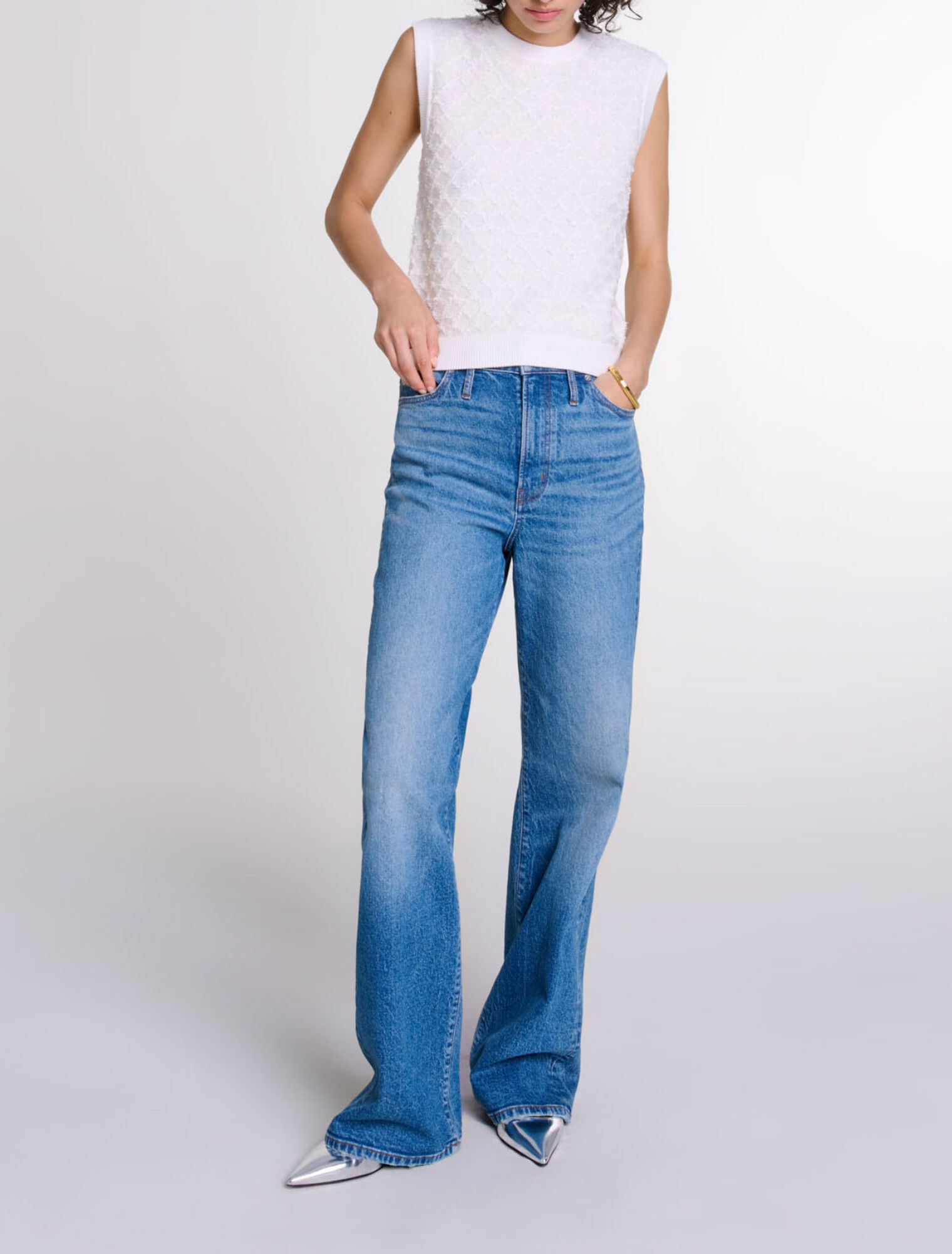 Maglione senza maniche in maglia