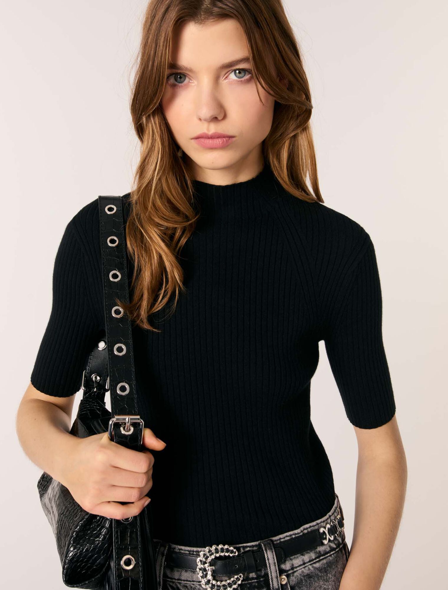 Top in maglia a coste