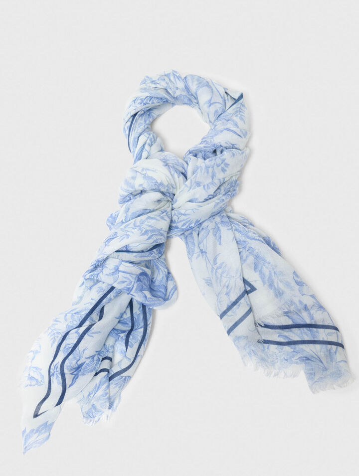 Scialle in misto lana stampa fiori