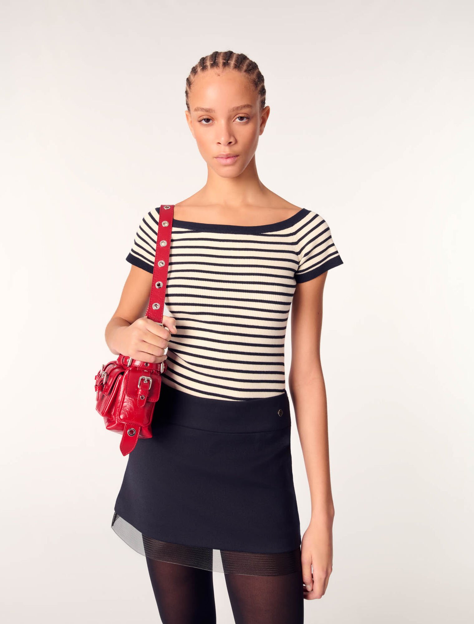 Gonna in misto lana e tulle